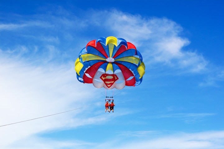 Colorful parasail taking flight in Virginia Beach, VA