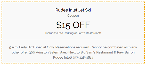 $15 off at Rudee Inlet Jet Ski